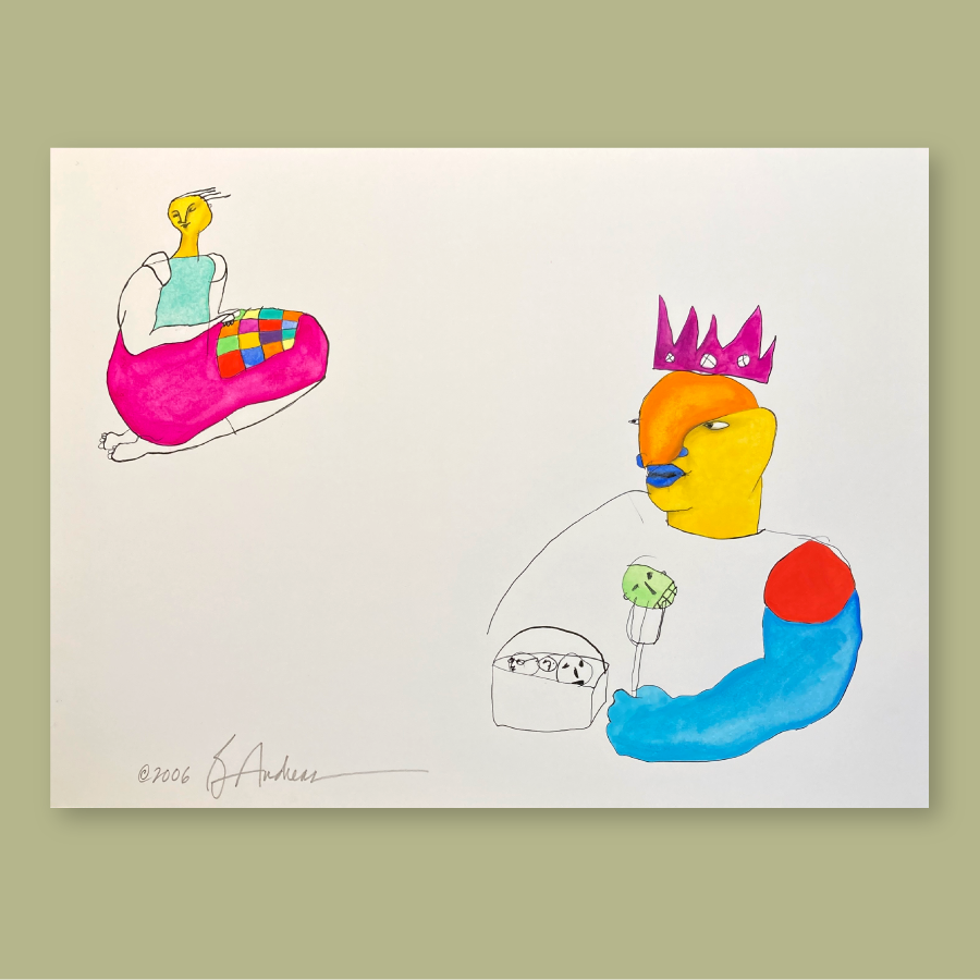 original watercolor: 'odd picnic'