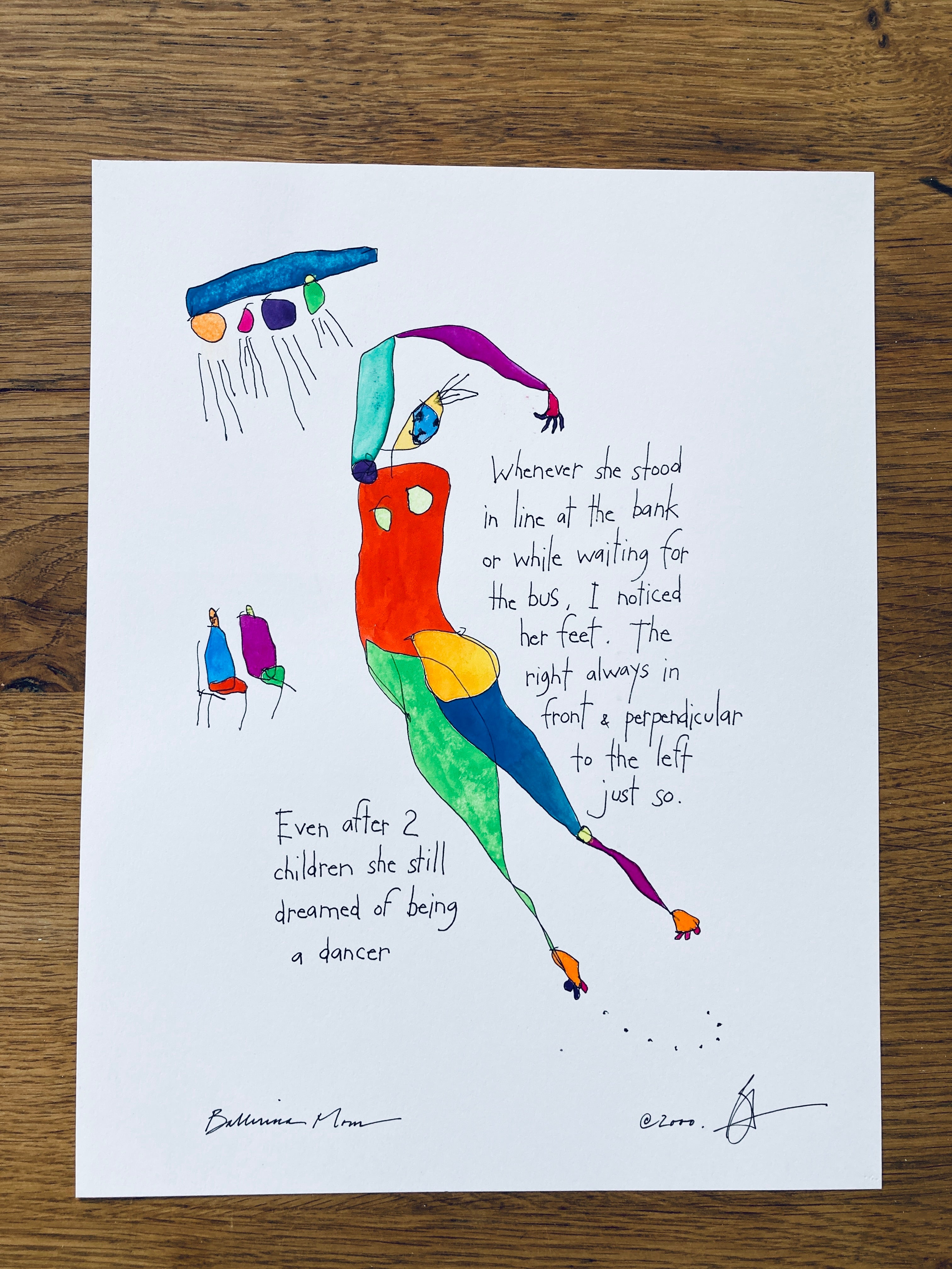 original watercolor: ballerina mom