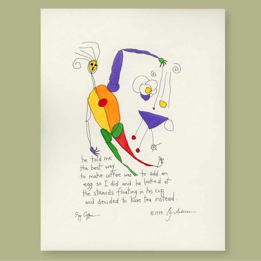 original watercolor: 'egg coffee'