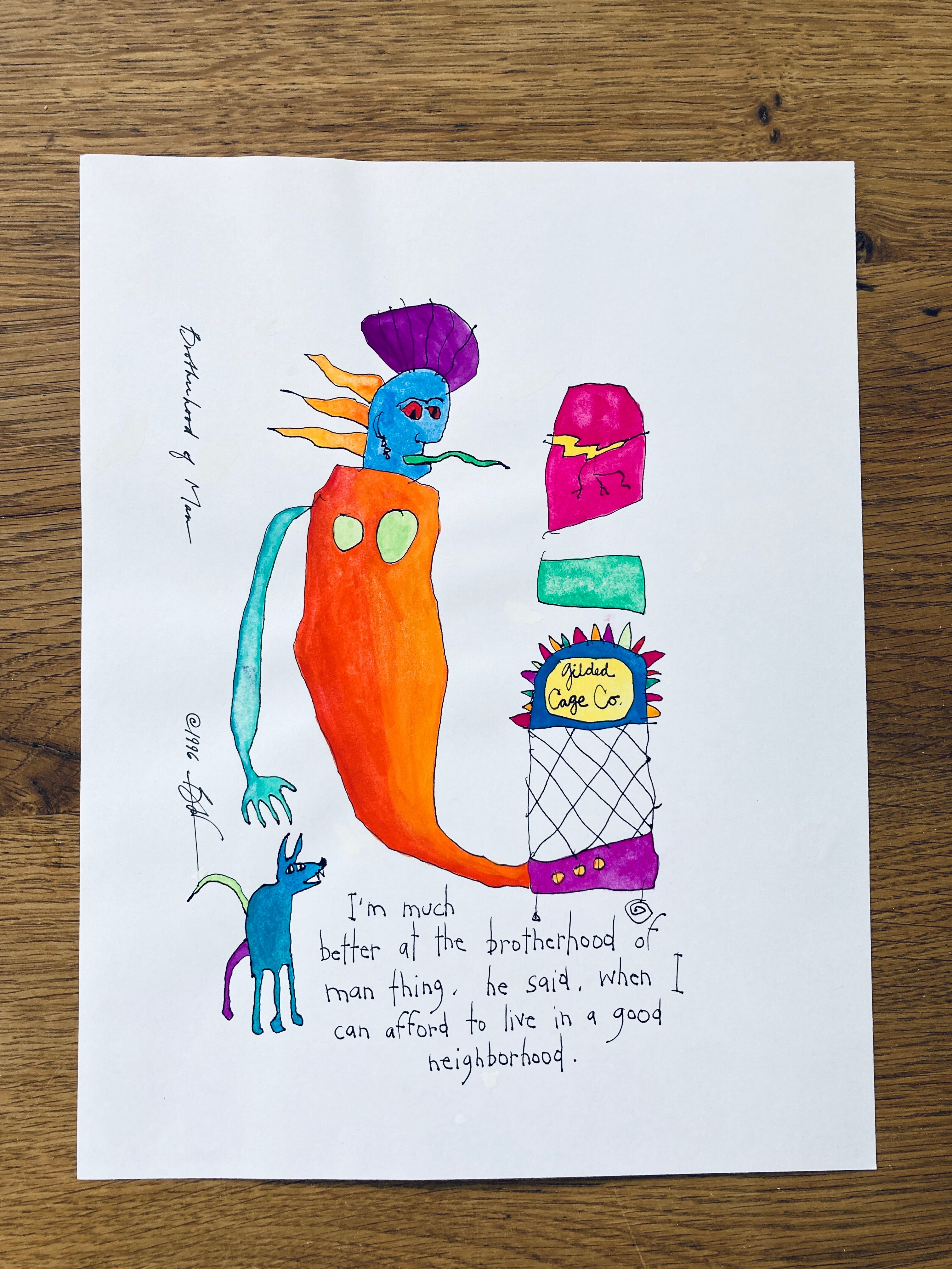 original watercolor: brotherhood of man