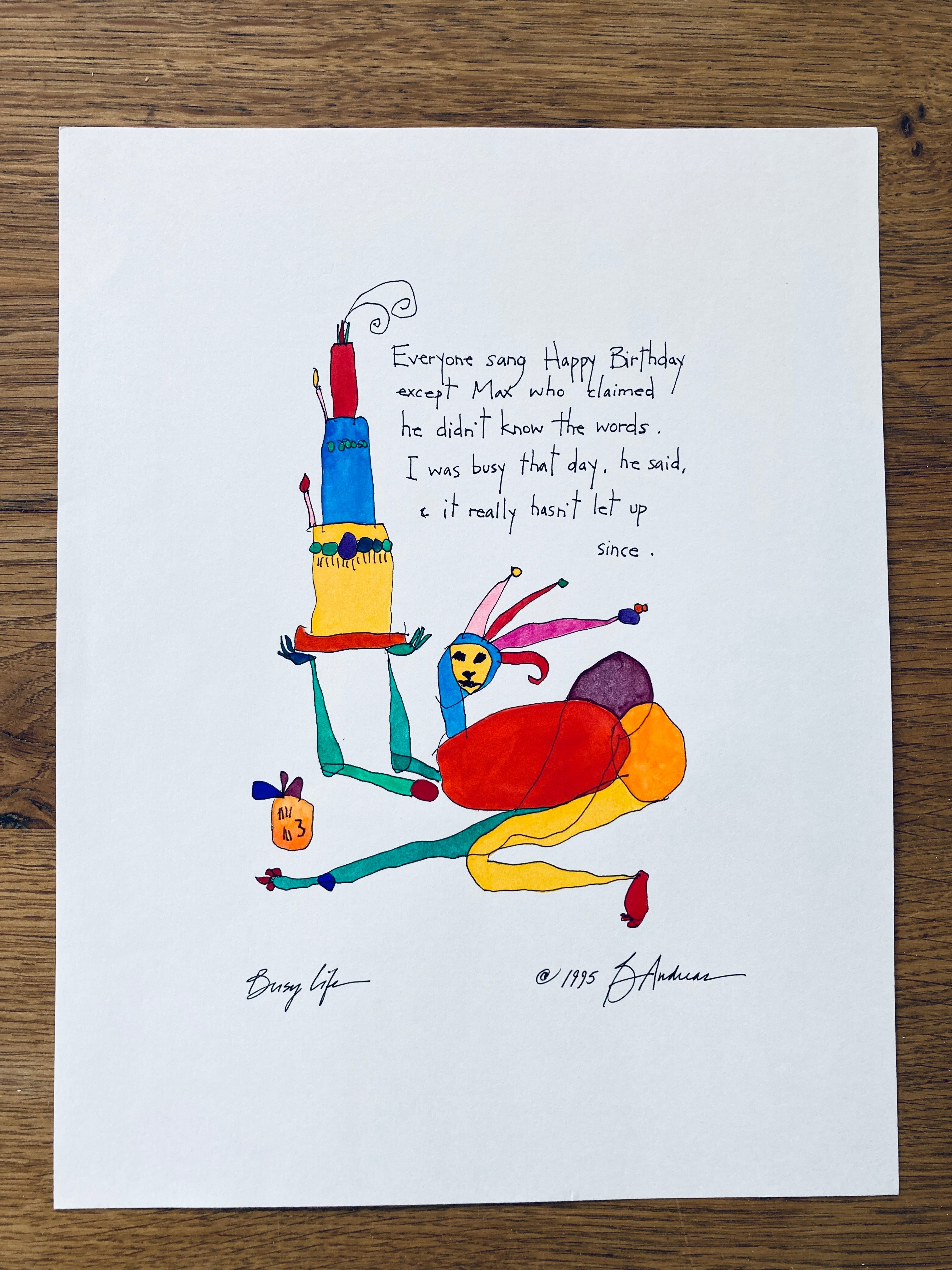 original watercolor: busy life