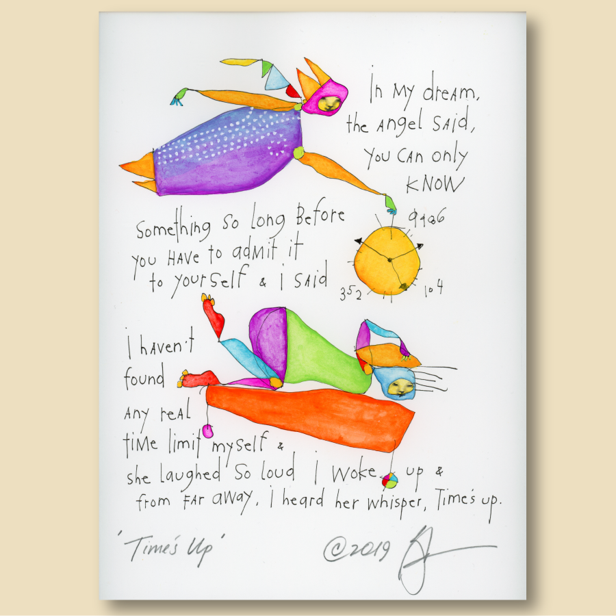 original watercolor: 'time's up'