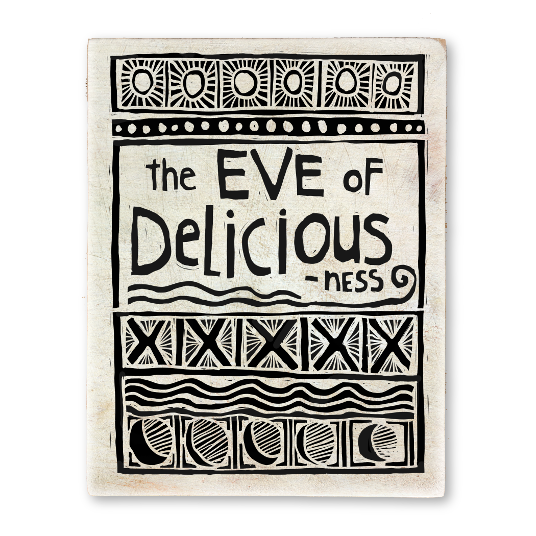 made up holiday: eve of deliciousness linocut storyblock