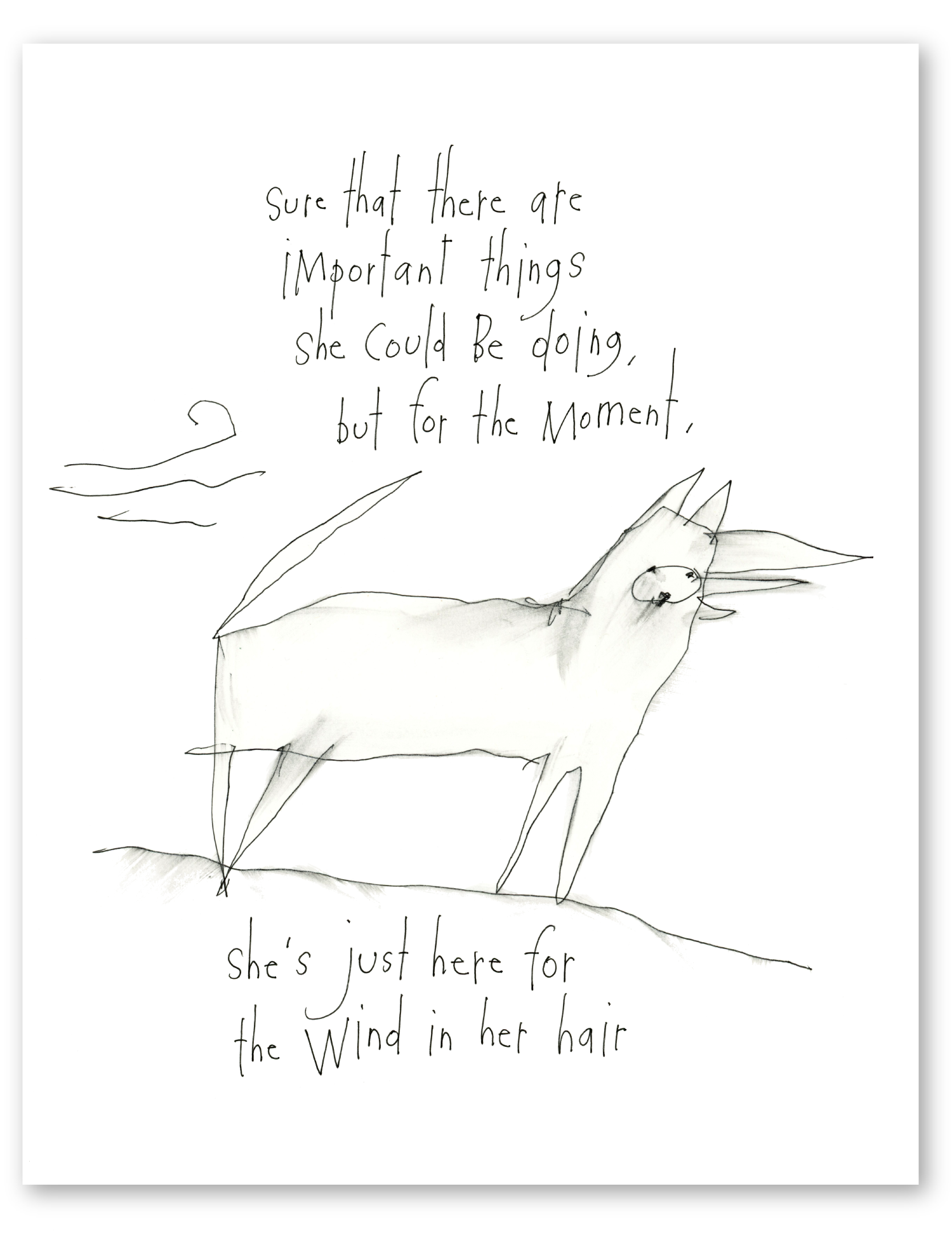wind in her hair art print