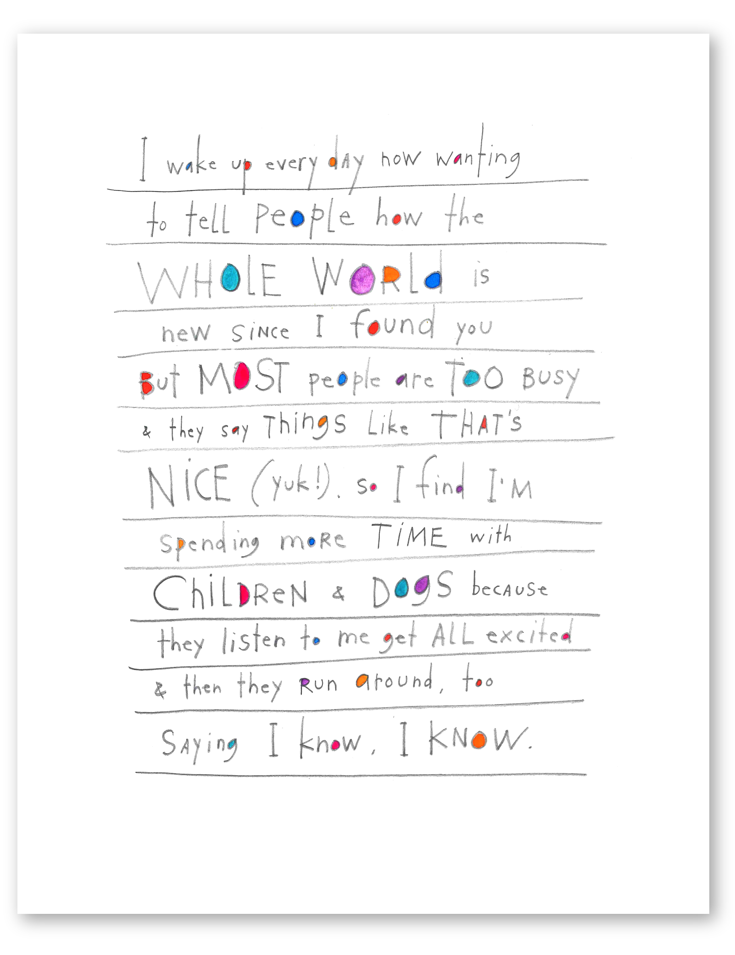 children & dogs art print