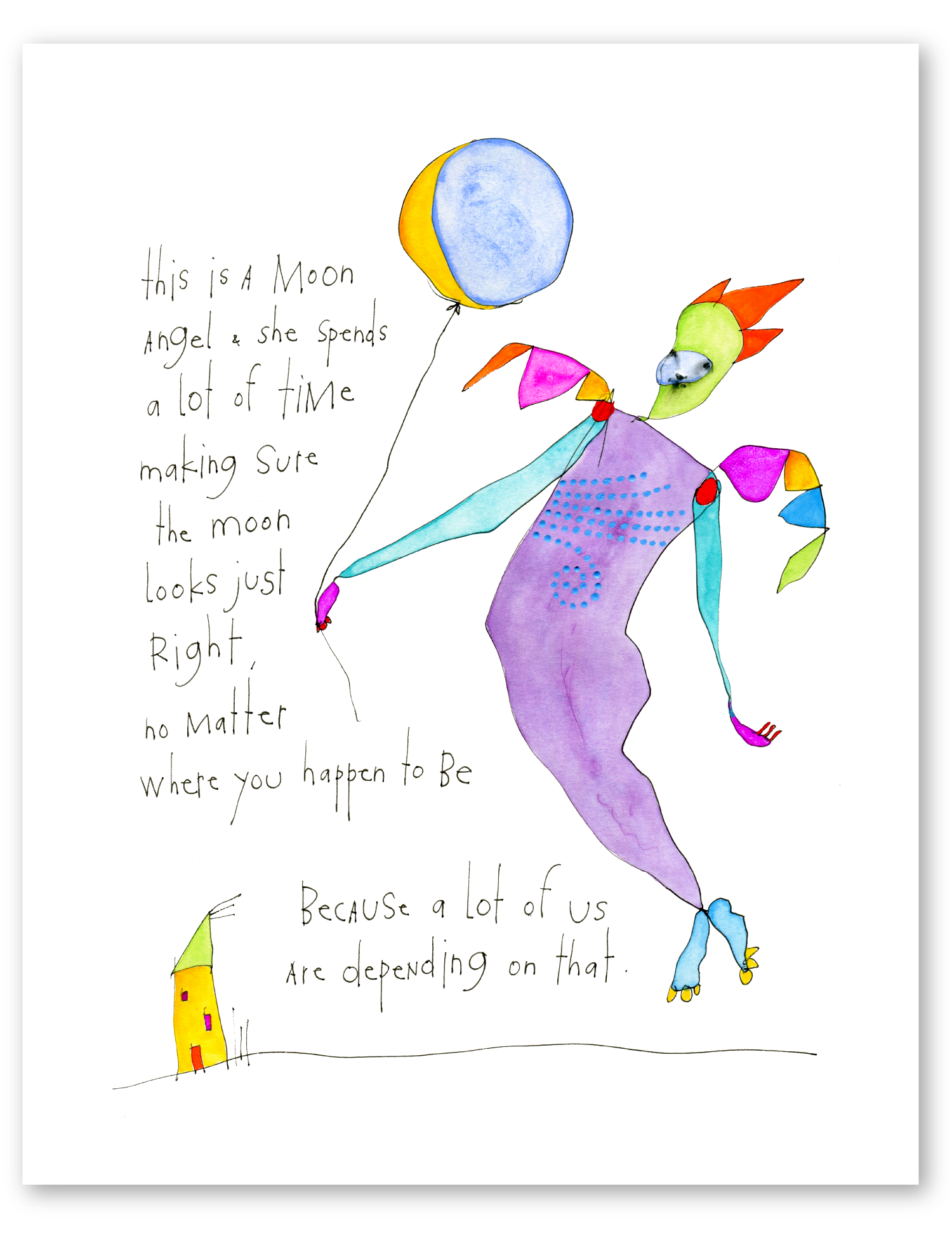 moon angel art print