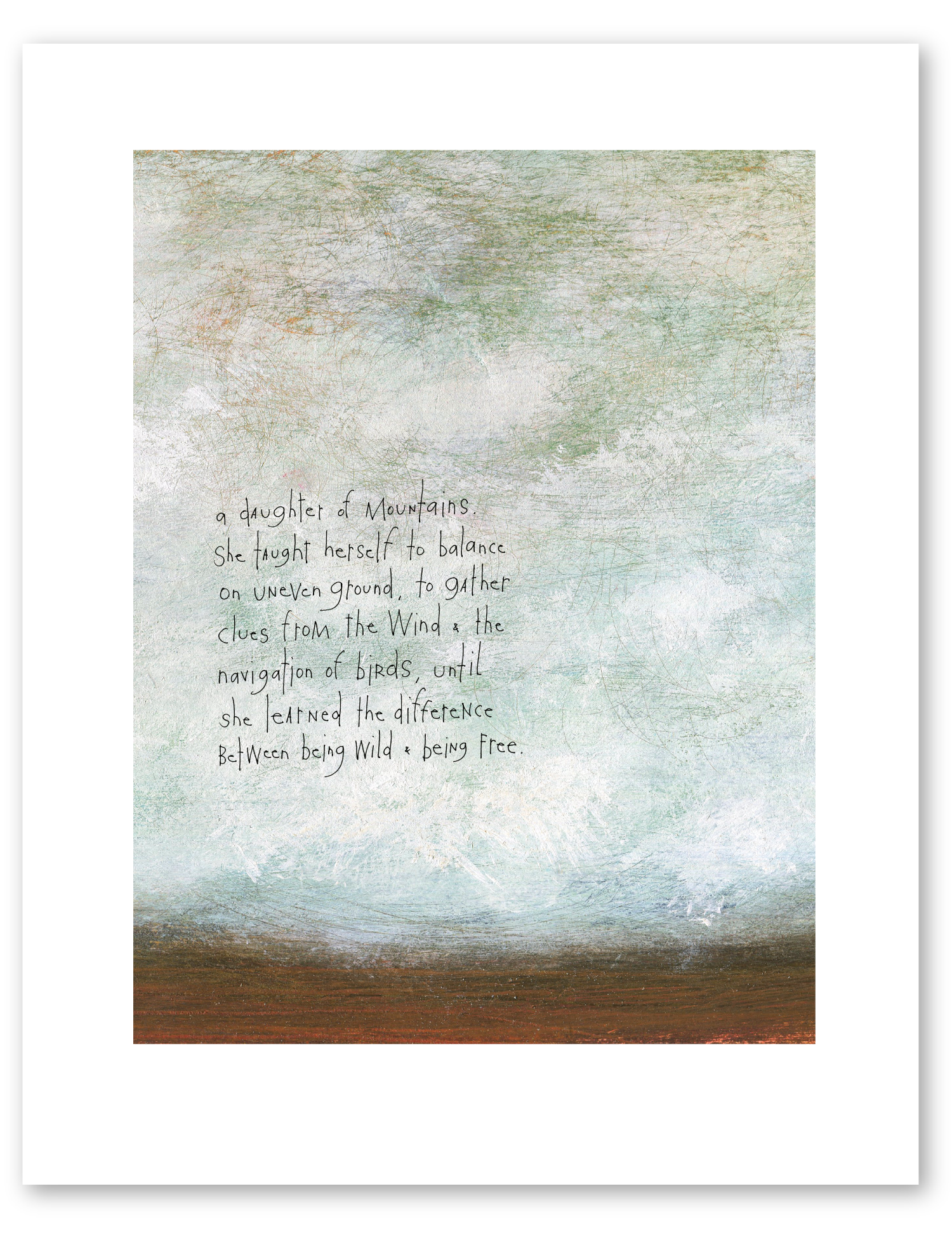 bird & brush: daughter of mountains art print