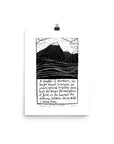 international daughter of mountains linocut print