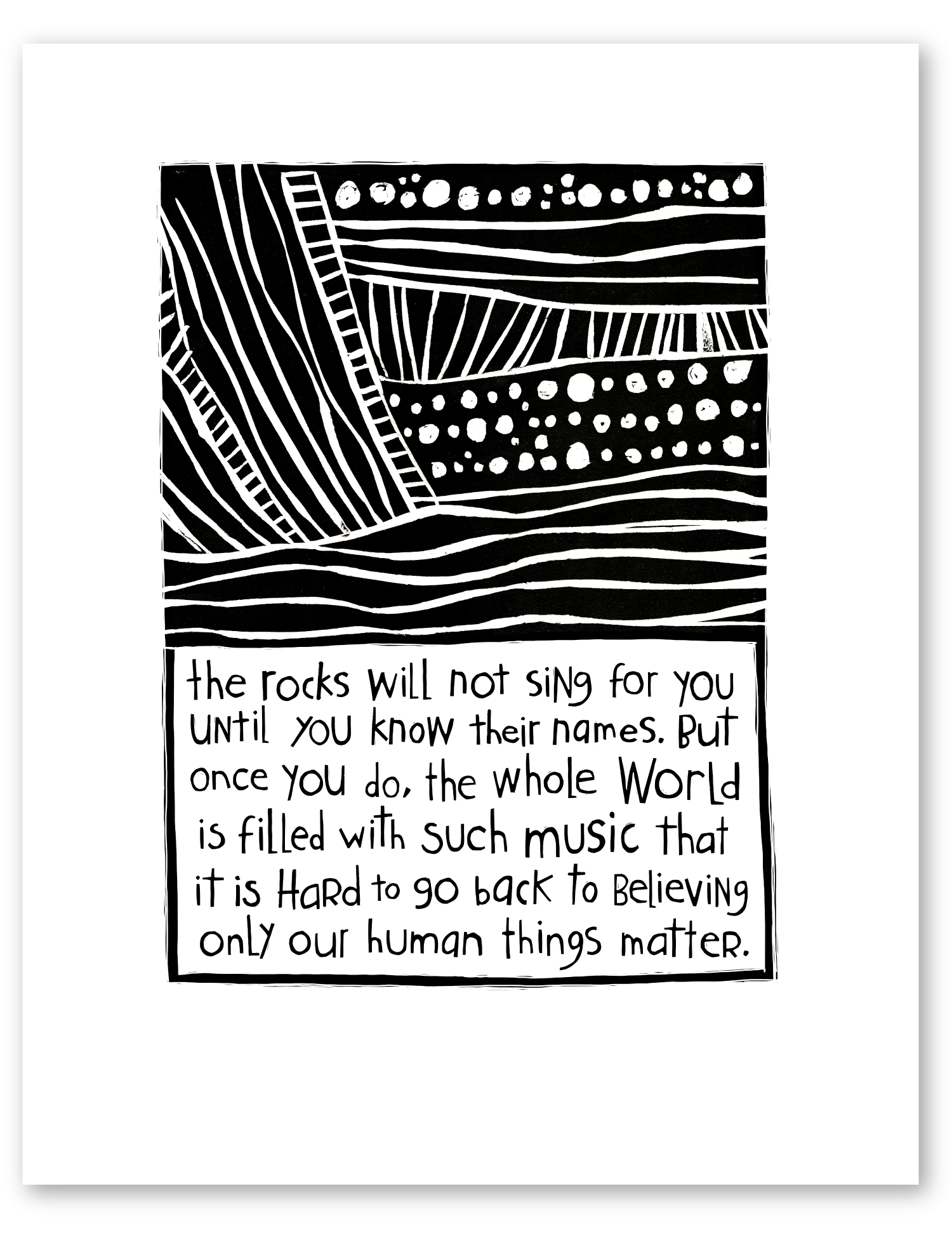 woodcut: world music art print