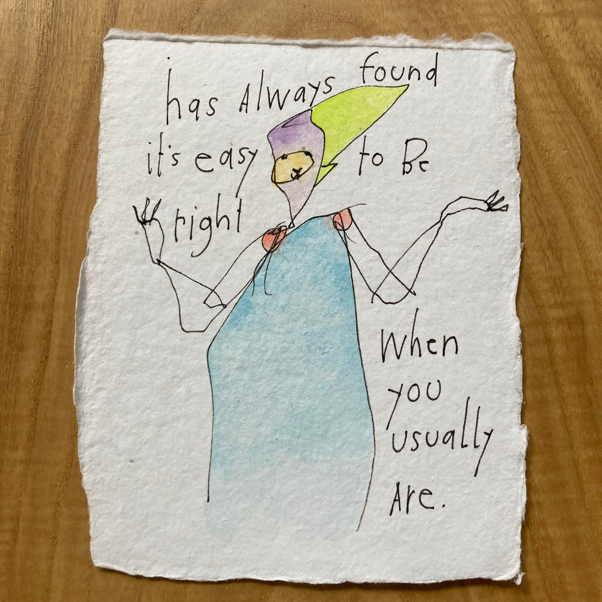 original ink + watercolor on handmade paper: easy