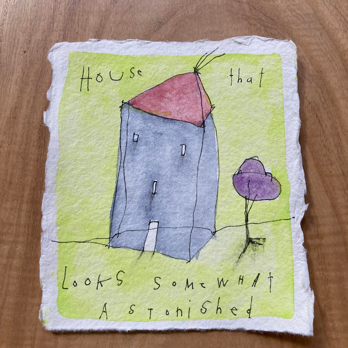 original ink + watercolor on handmade paper: astonished
