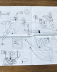 original pen & ink drawings on country skillet placemat