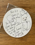 original pen & ink drawings on a coaster: the wind blows through