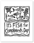 linocut: fish for compliments art print