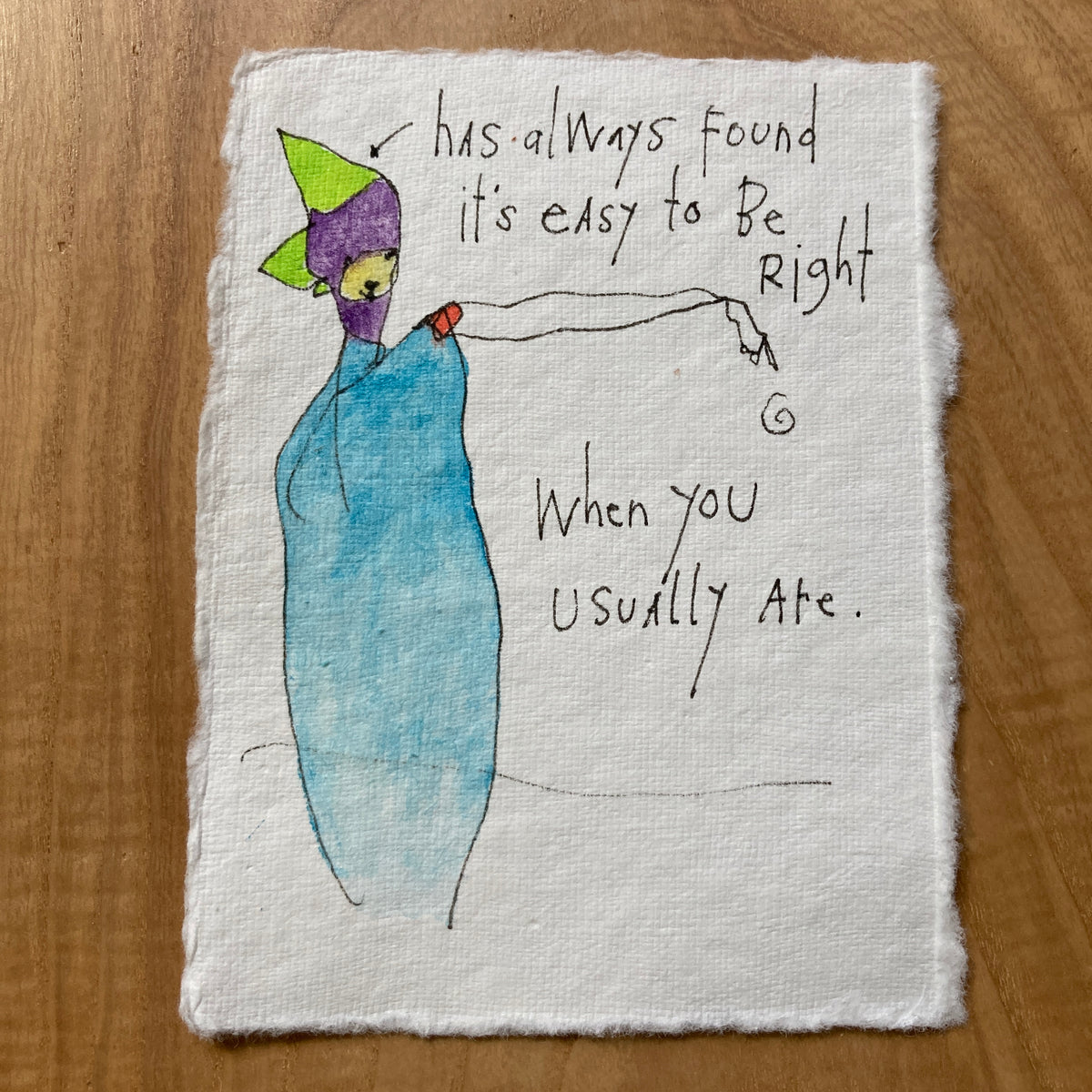 original ink + watercolor on handmade paper: easy v2