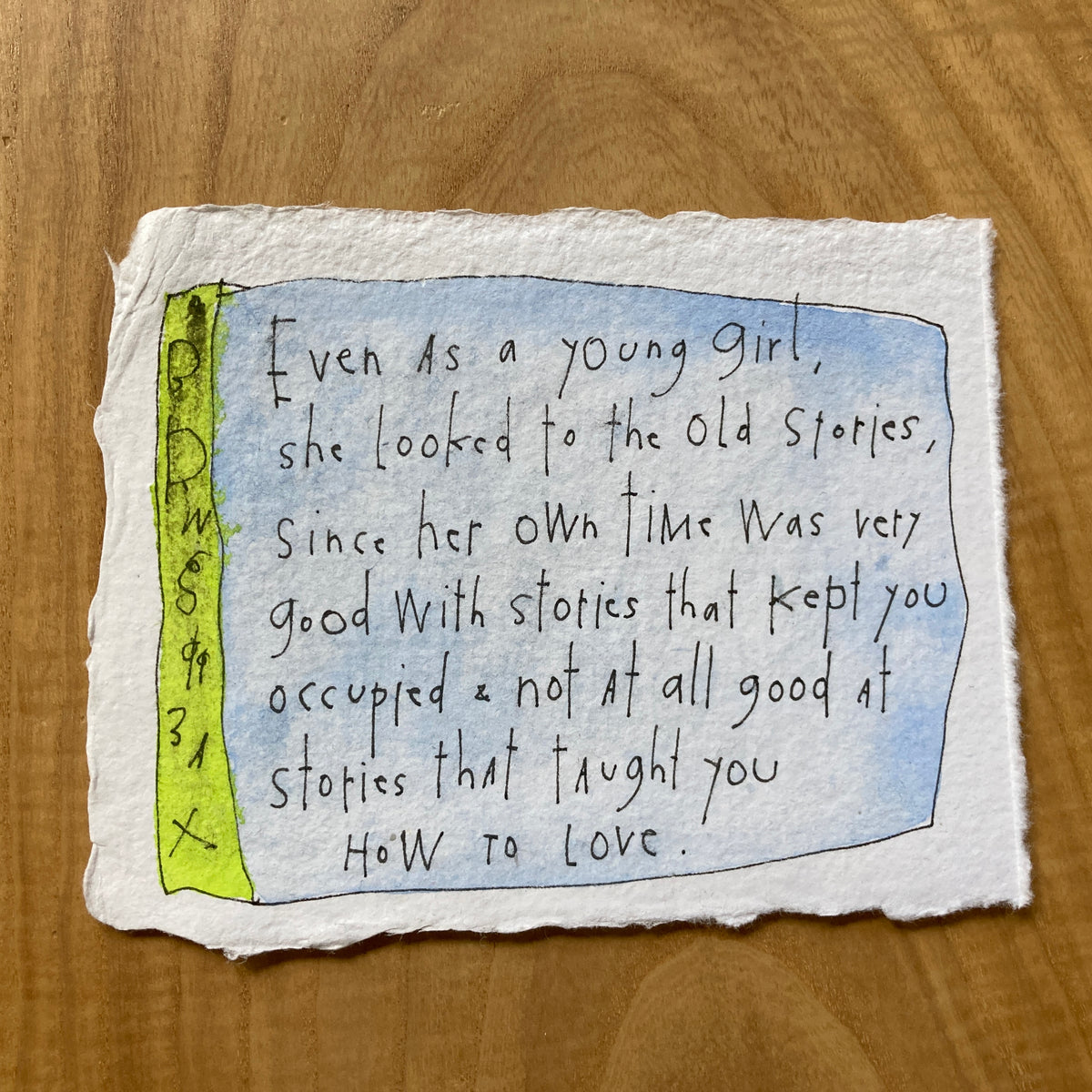 original ink + watercolor on handmade paper: old stories
