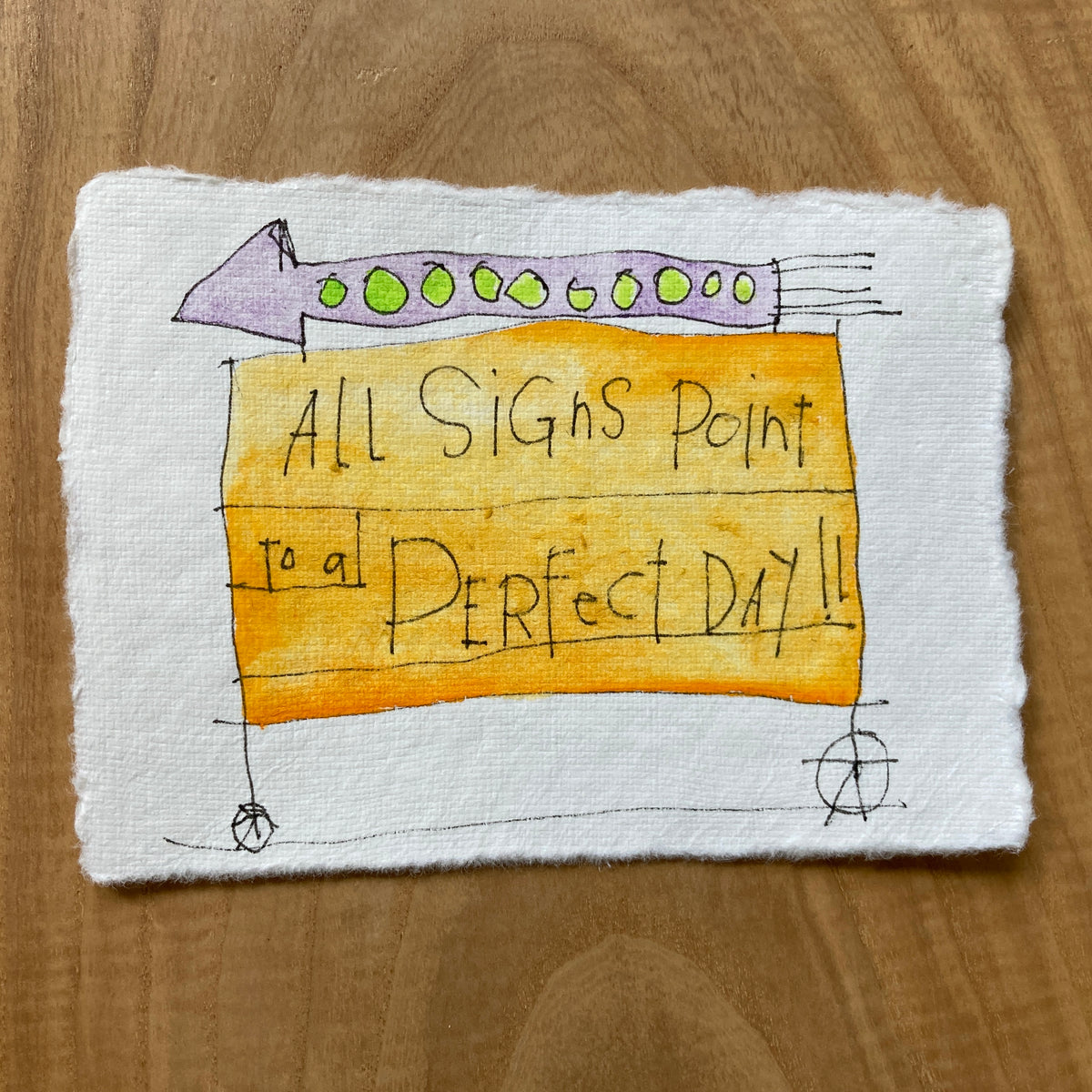 original ink + watercolor on handmade paper: perfect day v2