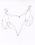 original pen + ink: dancing figures, double sided