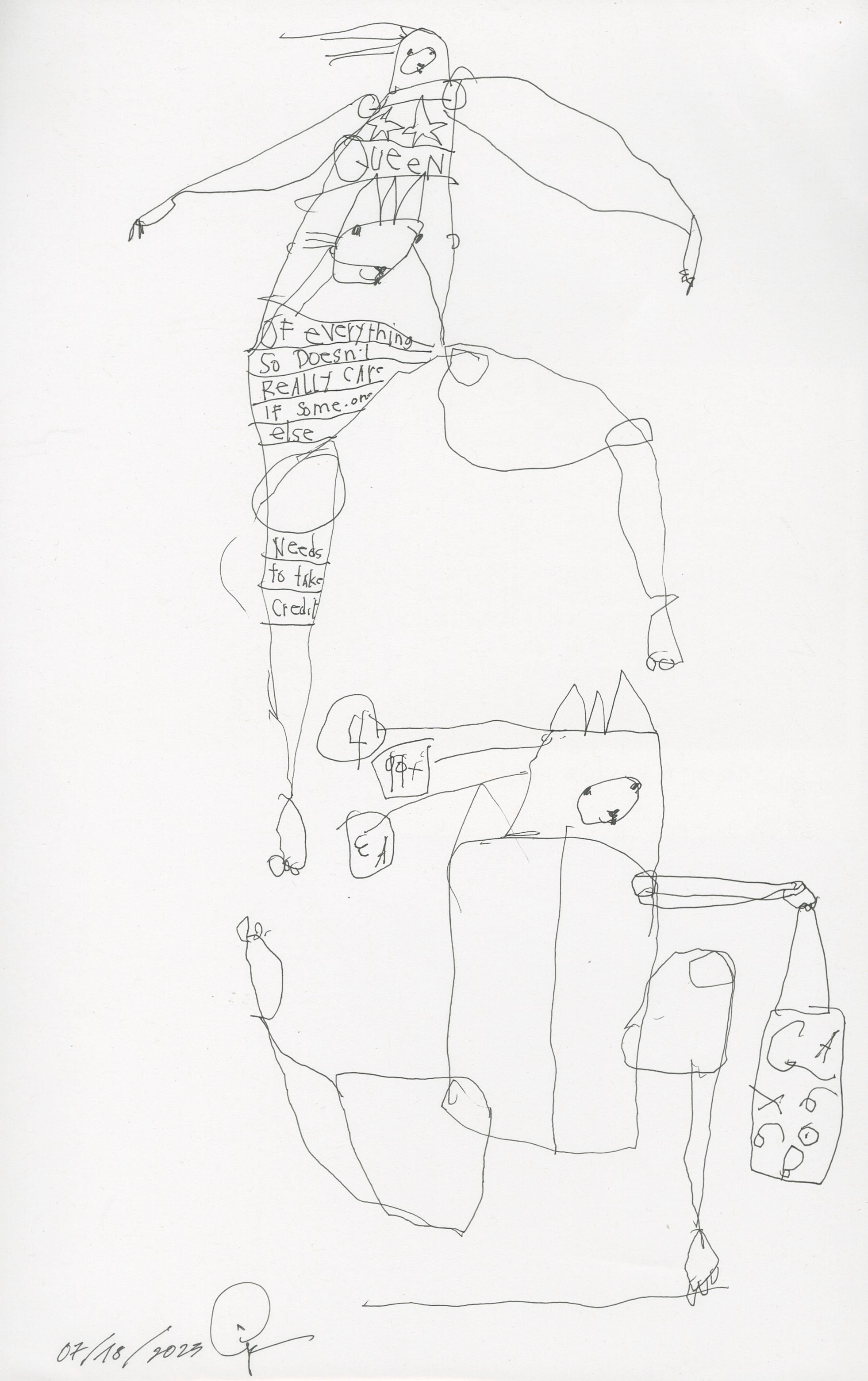 original pen &amp; ink: queen of everything + image