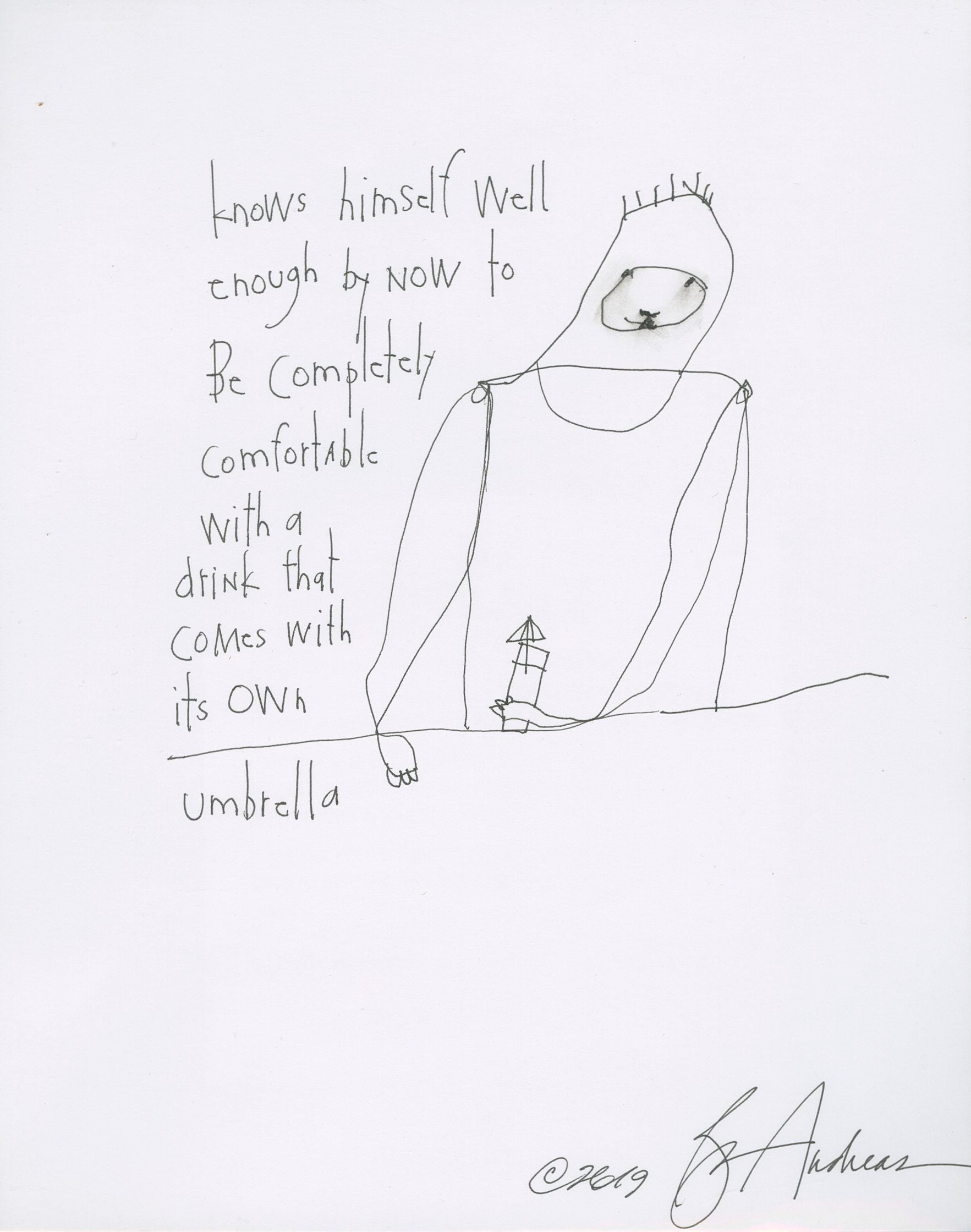 original pen &amp; ink: umbrella drinks