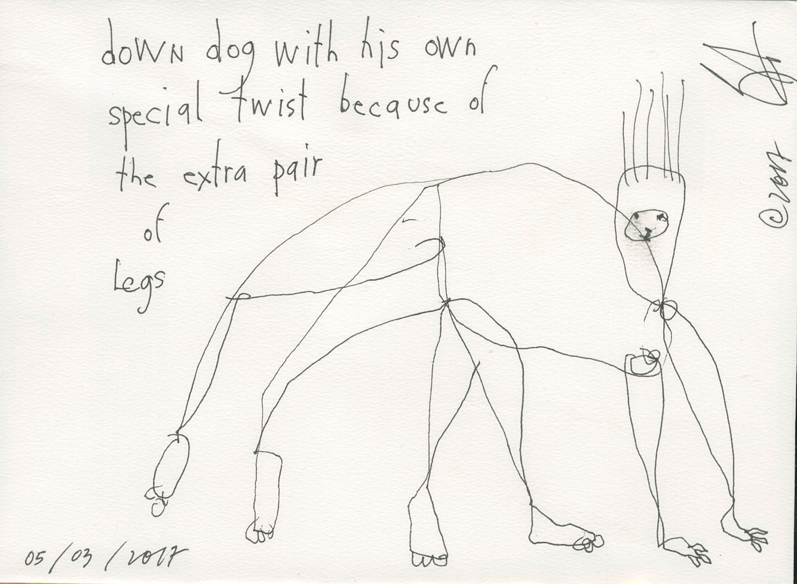 original pen &amp; ink: down dog
