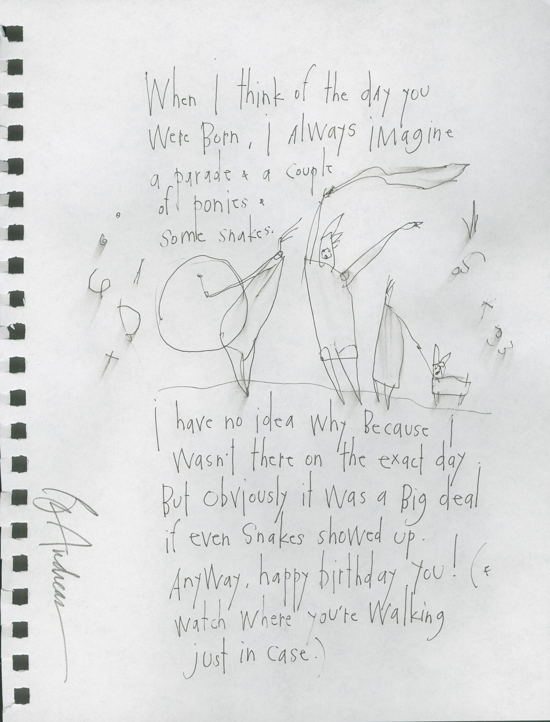 original pen &amp; ink: birthday parade