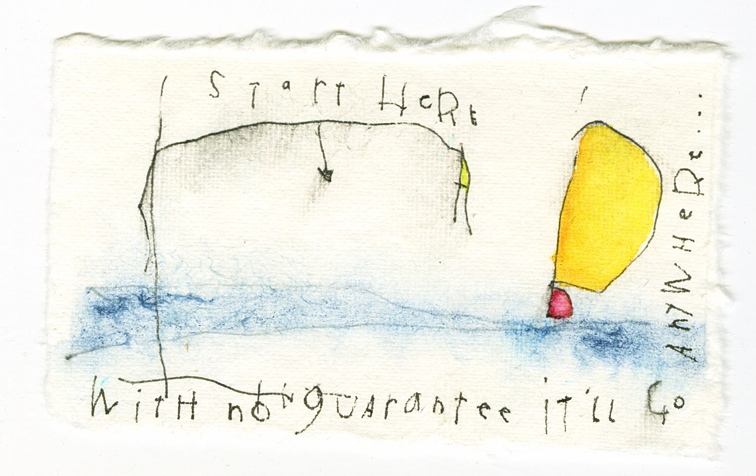 original ink + watercolor on handmade paper: no guarantee