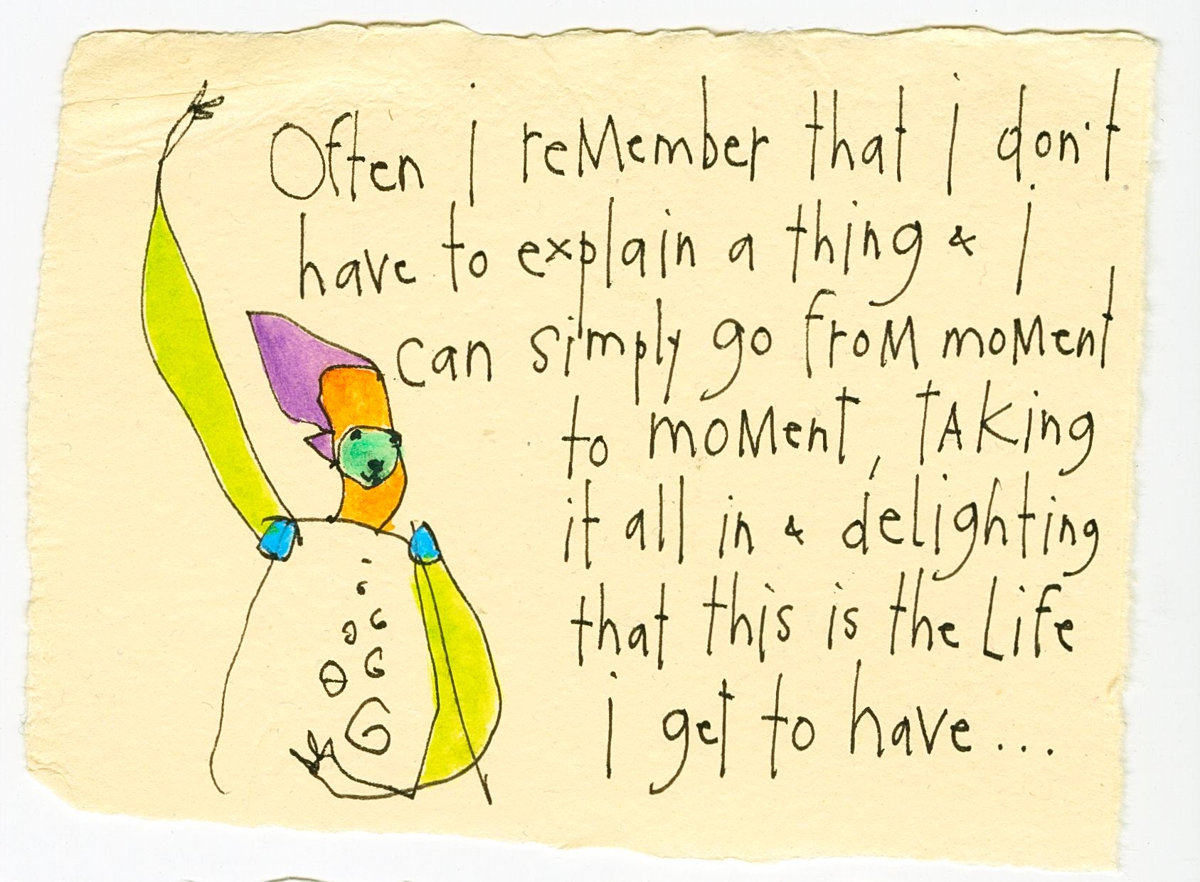 original ink + watercolor on handmade paper: moment to moment v3