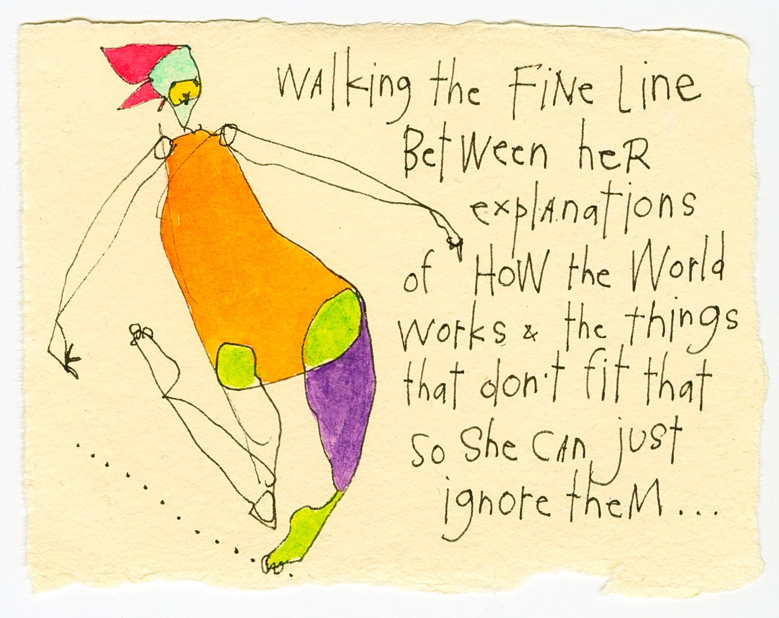 original ink + watercolor on handmade paper: how the world works