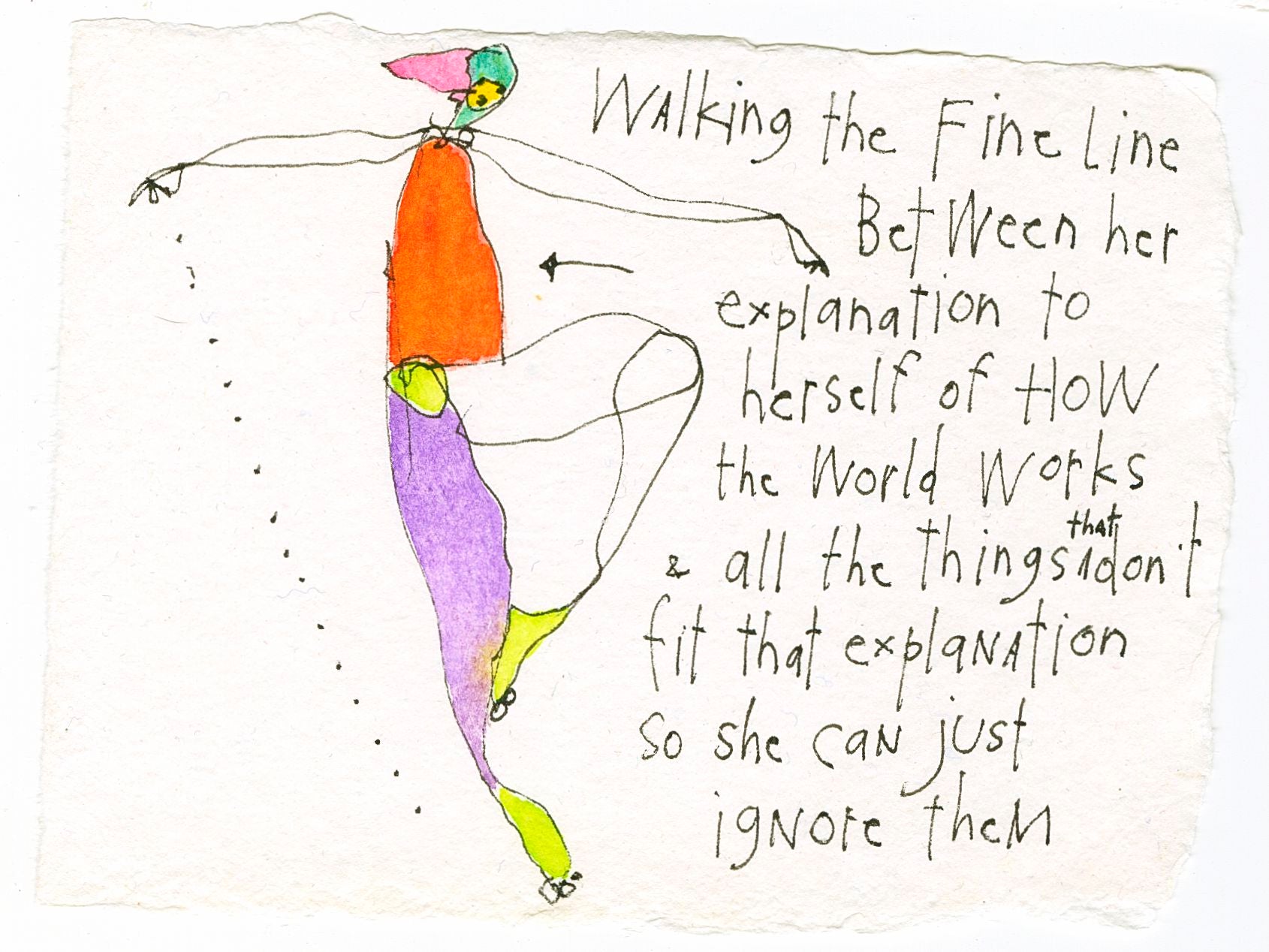 original ink + watercolor on handmade paper: how the world works v2