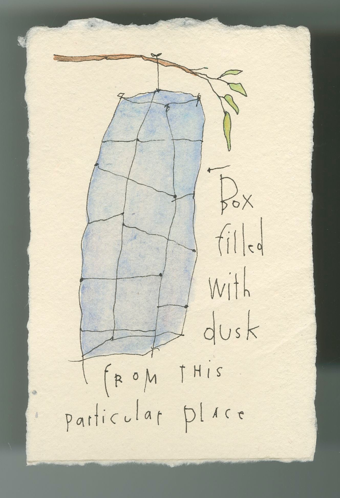 original ink + watercolor on handmade paper: box of dusk