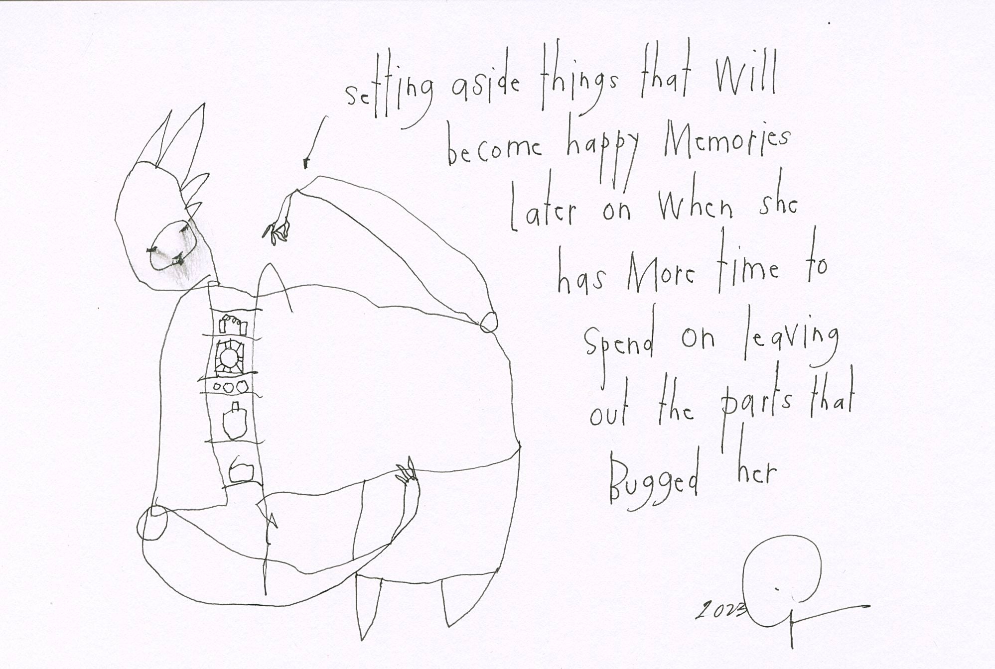 original pen &amp; ink: happy memories