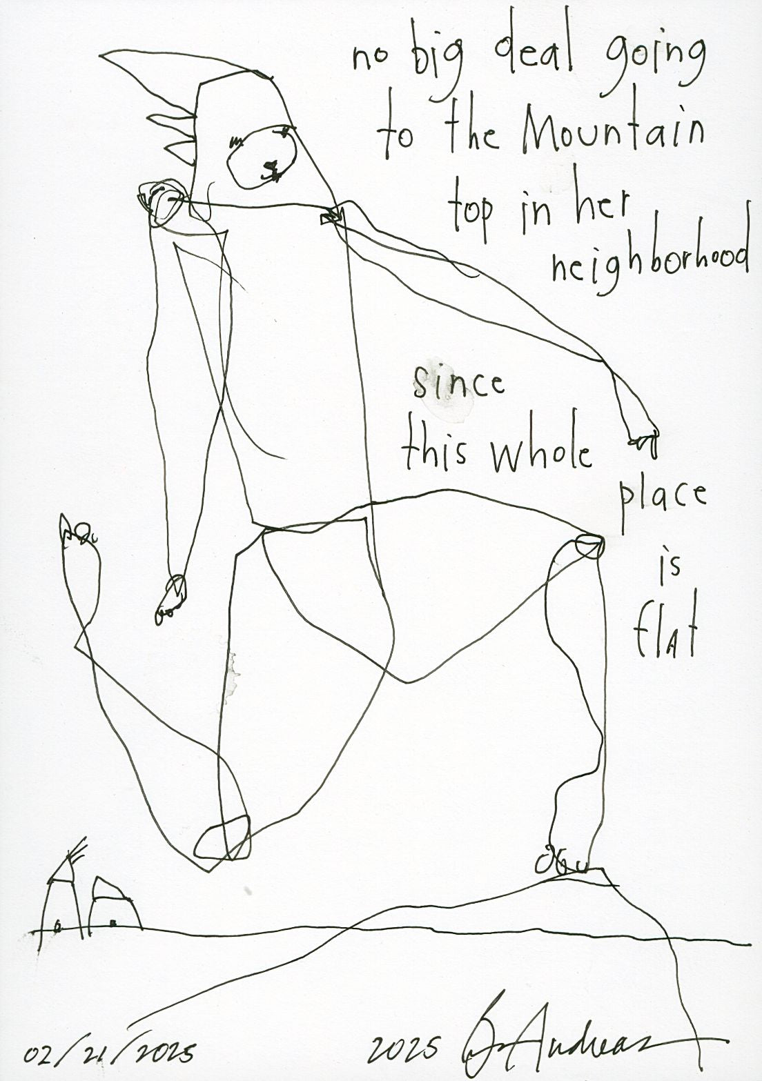 original pen &amp; ink: neighborhood mountain top