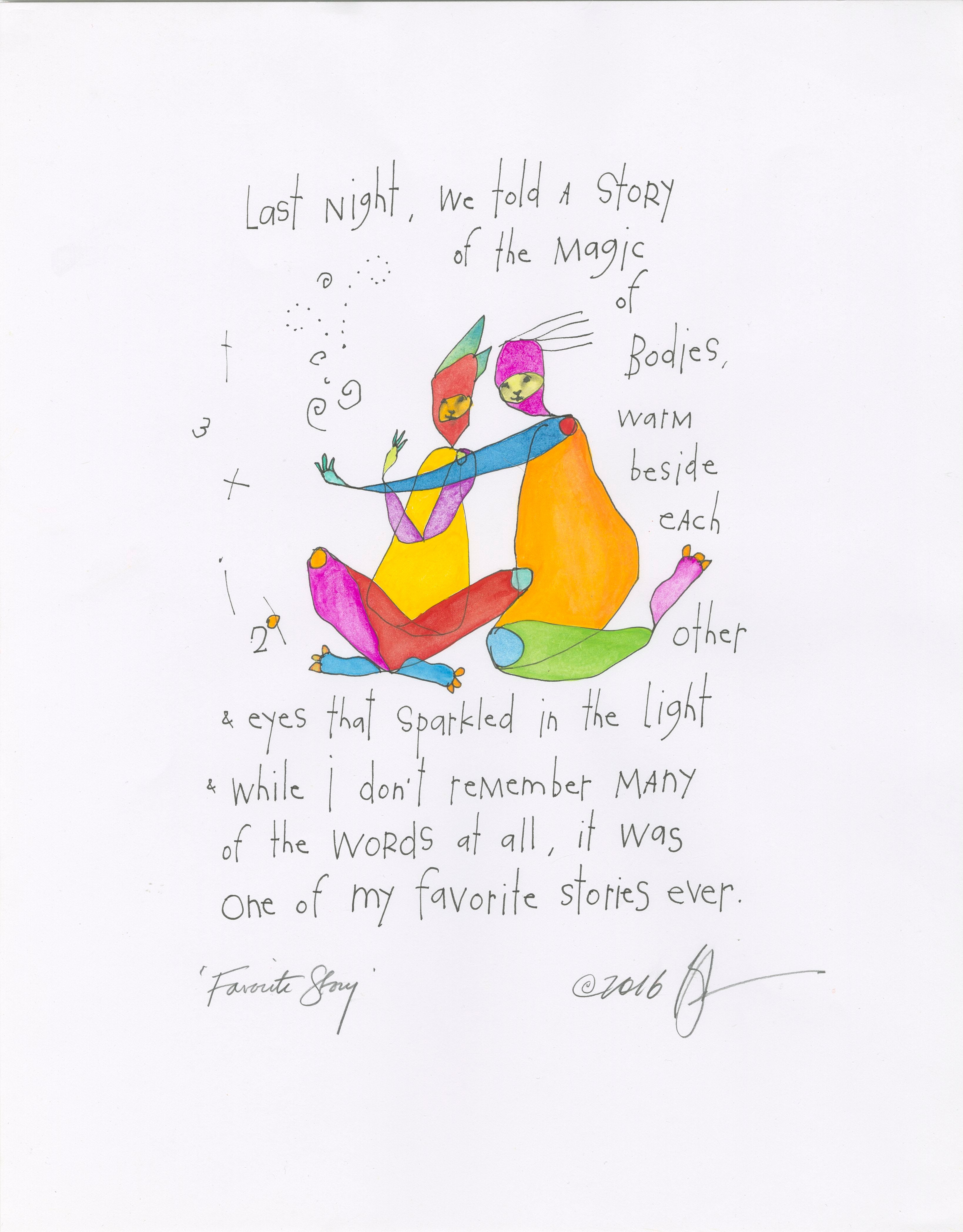 original pen + ink + watercolor: favorite story