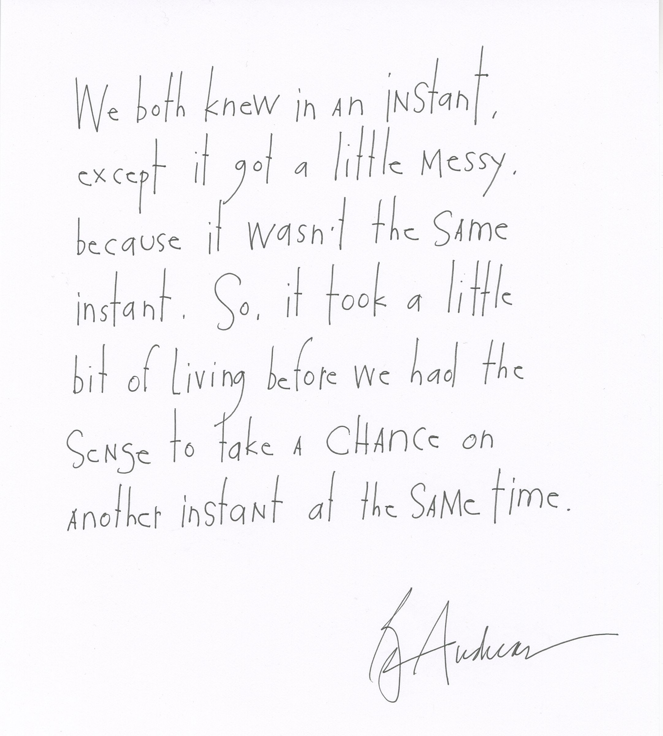original pen + ink: knowing in an instant
