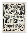 made up holiday: fish for compliments linocut storyblock