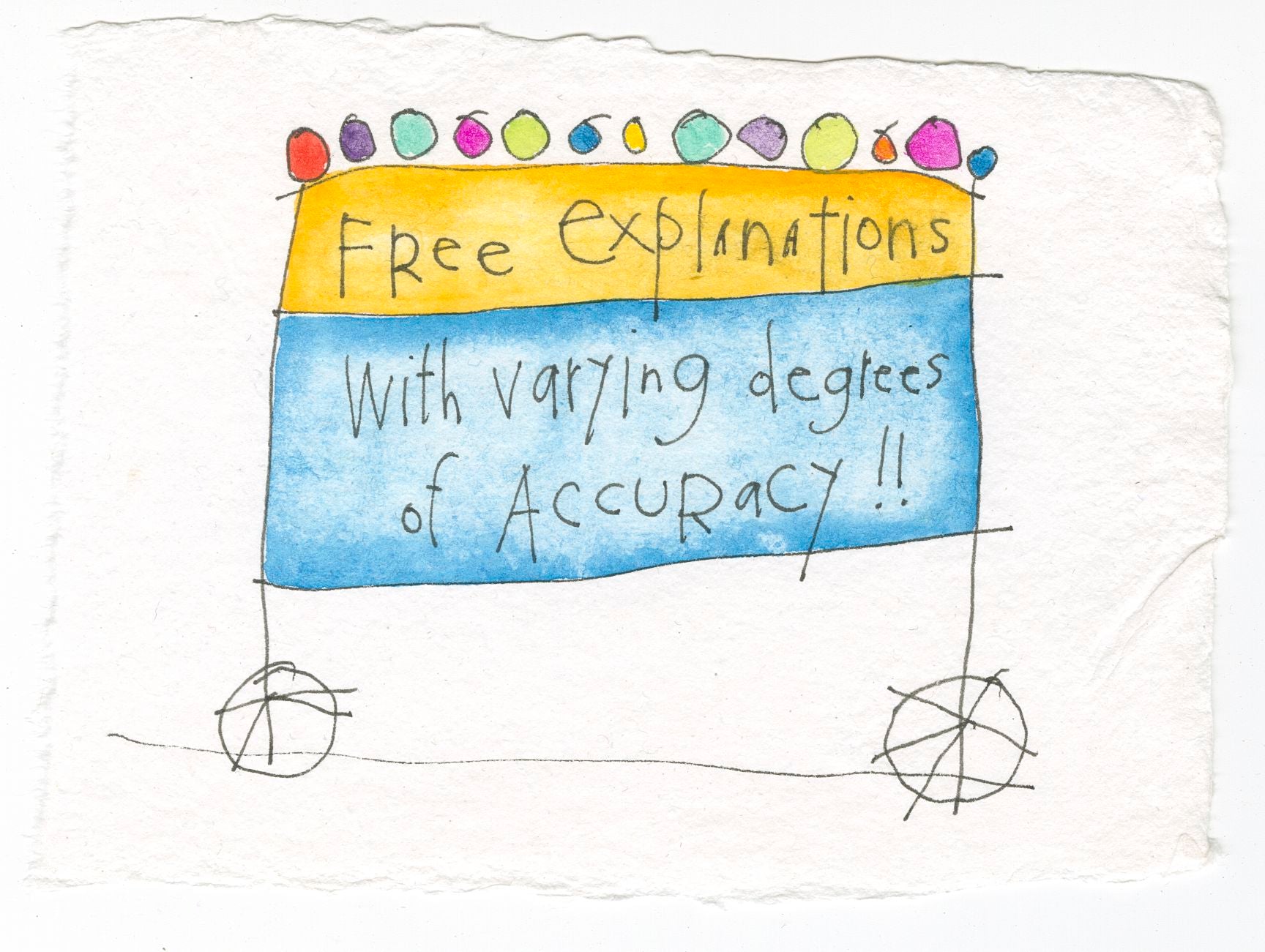 original ink + watercolor on handmade paper: free explanations