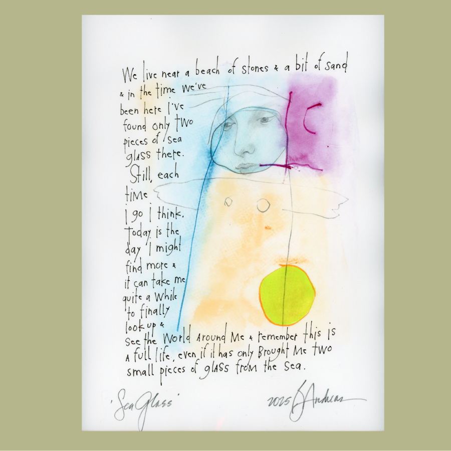 original watercolor: sea glass