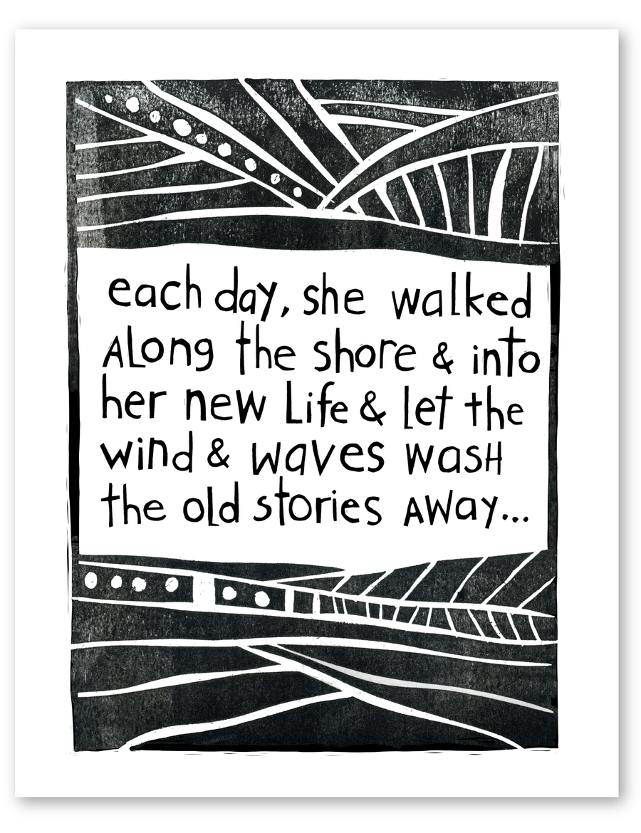 woodcut: into life art print