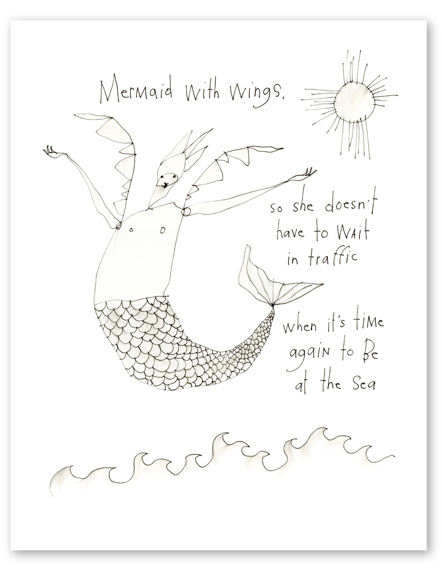 mermaid with wings art print