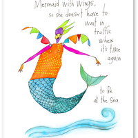 mermaid with wings art print