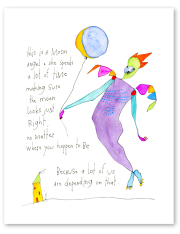 everyday angels: moon angel art print