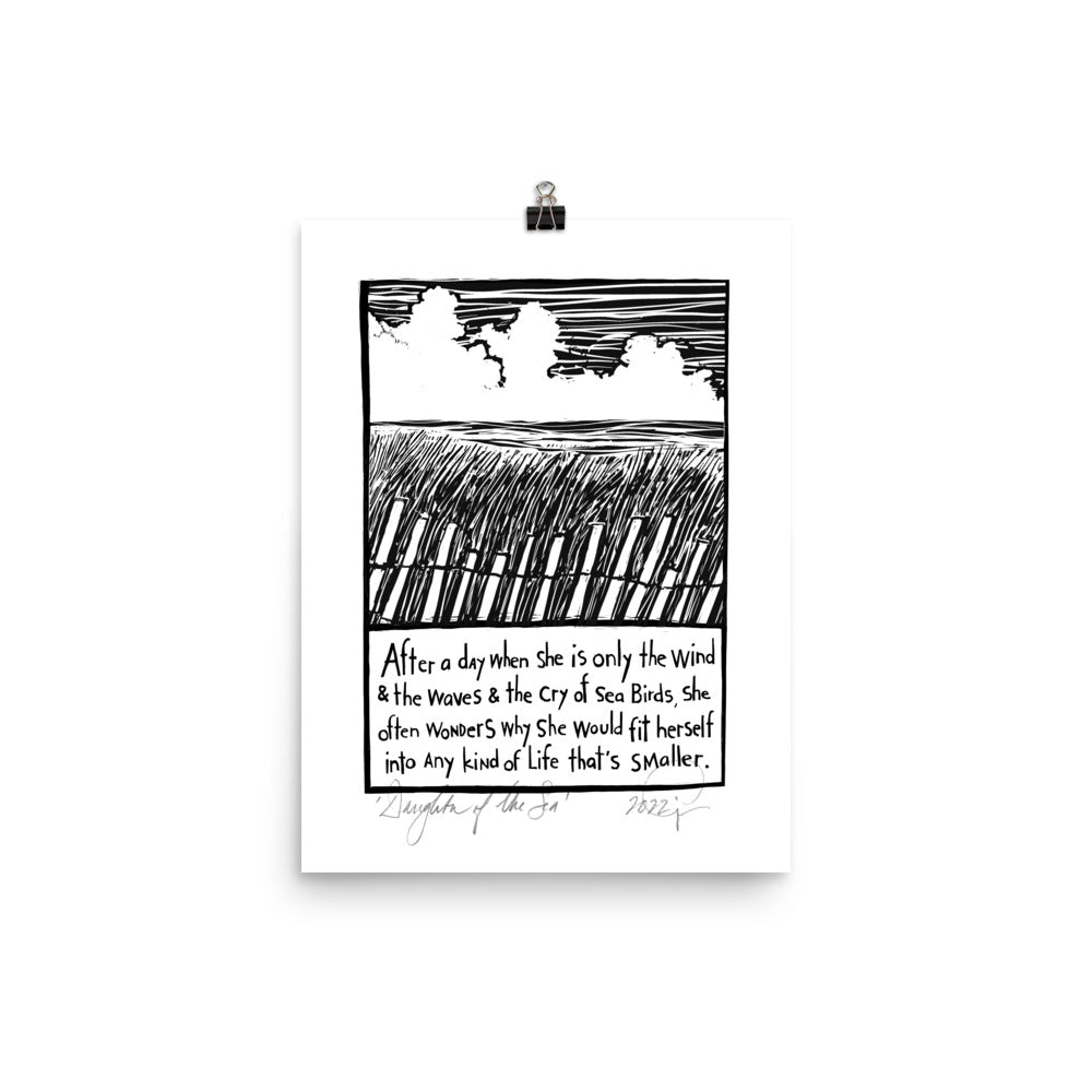 international daughter of the sea linocut print