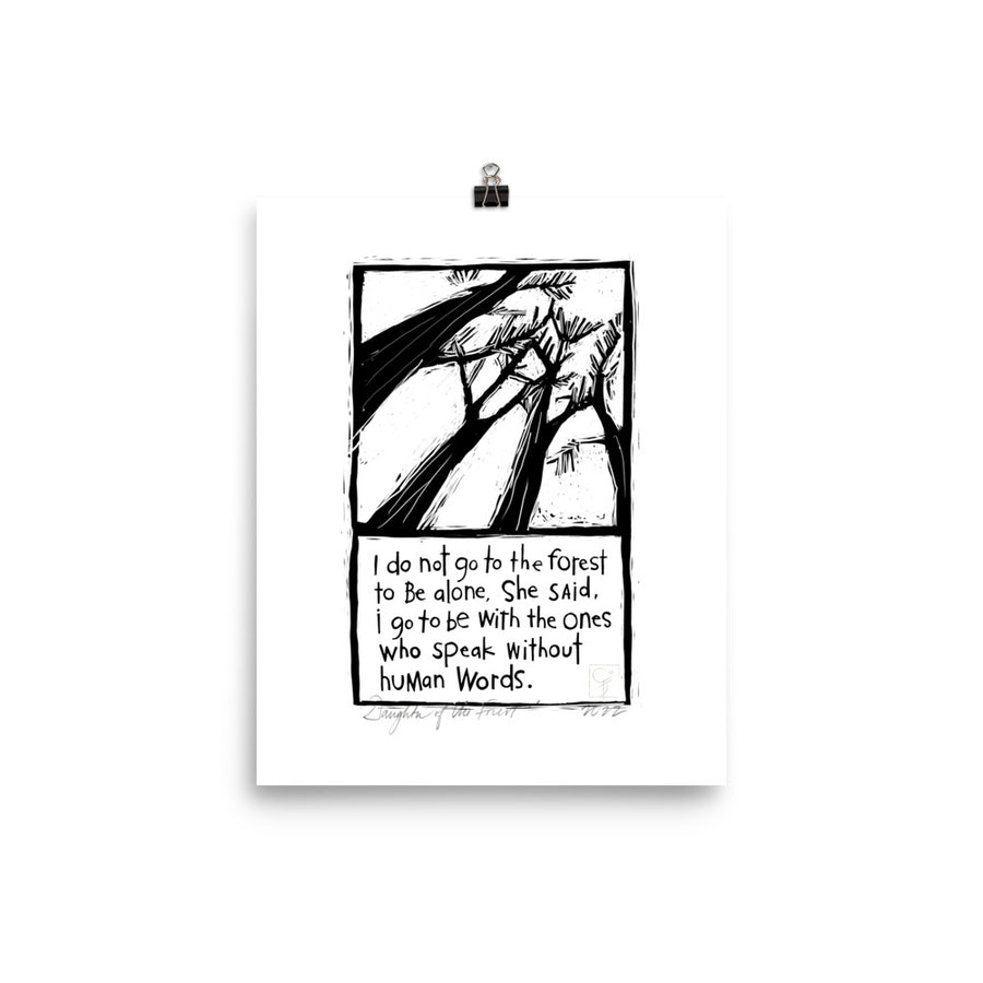international daughter of the forest linocut print