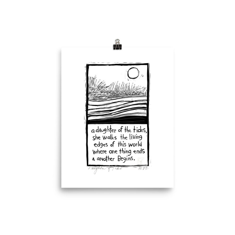 international daughter of tides linocut print